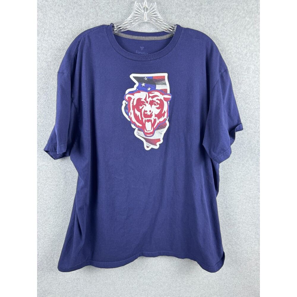 Fanatics Chicago Bears Shirt Size 2XL Blue Short Sleeve NFL Tee Illinois